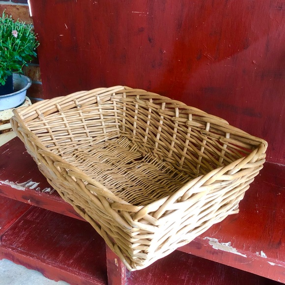 9669 VTG Heavy Woven Towel quilt throw Storage Basket Pet Bed Tan Rectangle - Picture 11 of 14